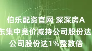 伯乐配资官网 深深房A：控股股东集中竞价减持公司股份达1%整数倍